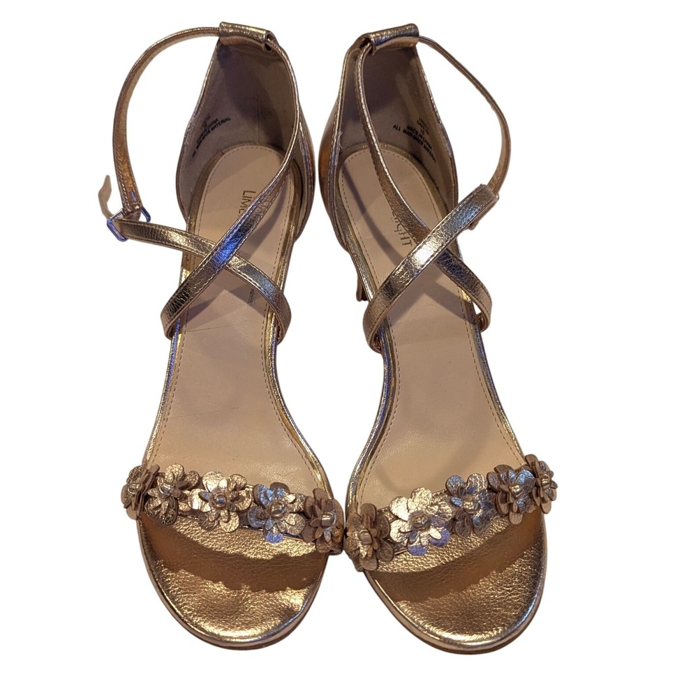 Limelight Dahlia Rose Gold Flower Embellished Ankle Strap Heels Women Size 10‎